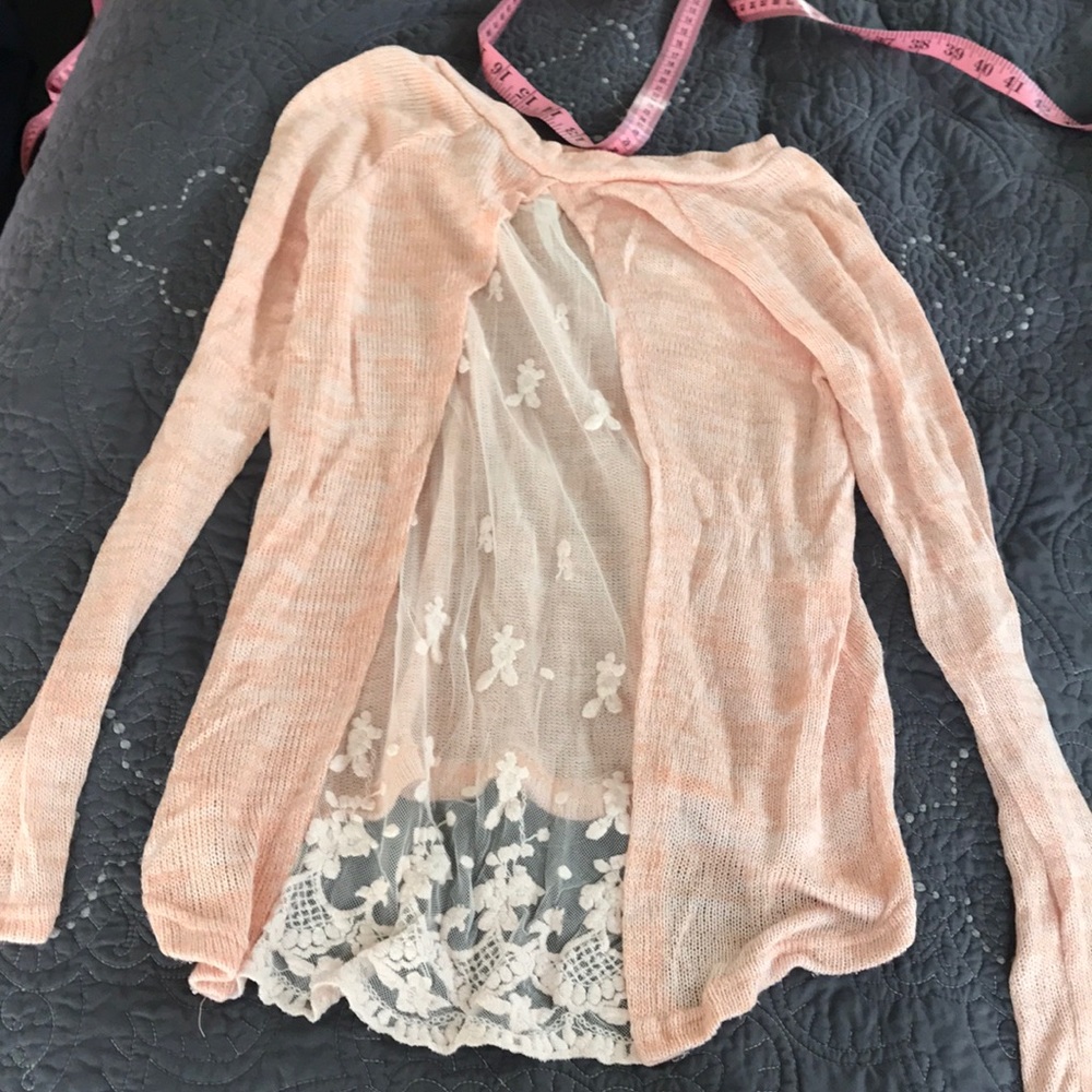 Lace Back pink sweater